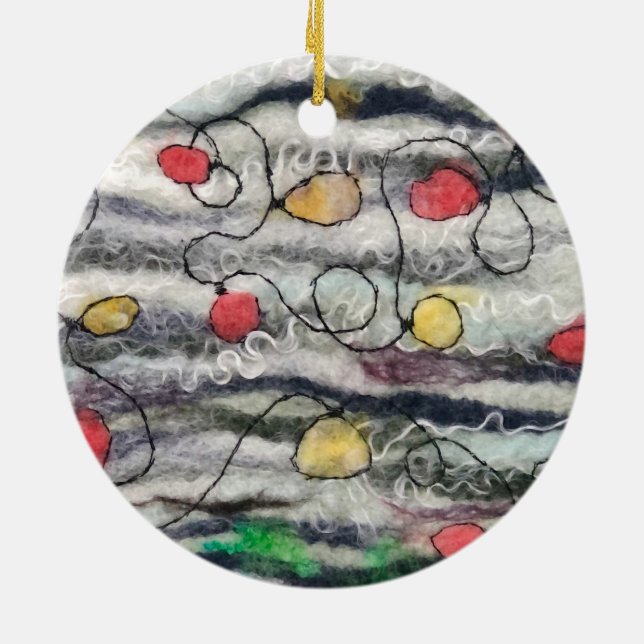 Leuchtenreihe aus Glasfaserkabel, rund verziert Keramik Ornament (Hinten)
