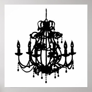 Leuchter-Silhouettewandkunst-Plakatdruck Poster