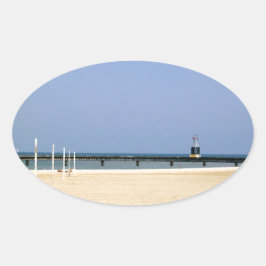 Leuchtfeuer des Lake Michigan Ovaler Aufkleber