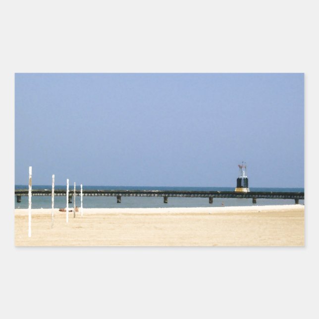 Leuchtfeuer des Lake Michigan Rechteckiger Aufkleber (Vorderseite)