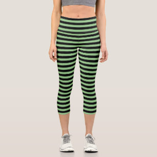 Leuchtfolie grün und schwarz Streifen Capri Leggings