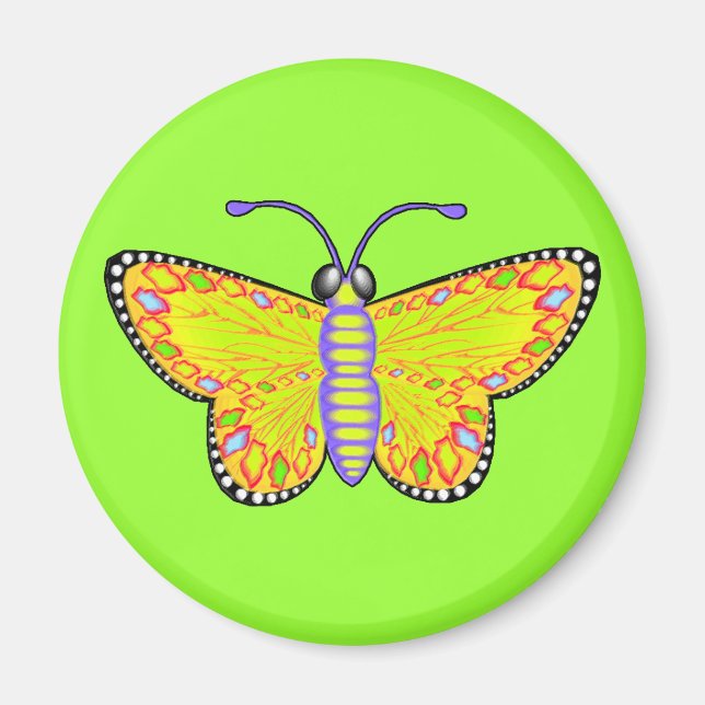 Leuchtgelbe Schmetterlinge Magnet (Vorne)