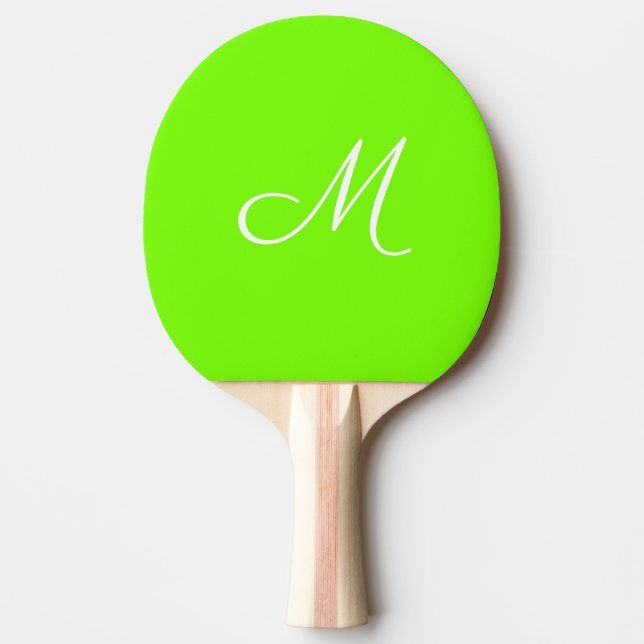Leuchtgrün - mit Monogramm  Tischtennis Schläger (Vorderseite)