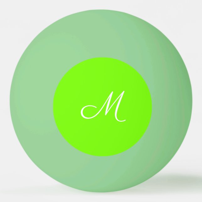 Leuchtgrün - mit Monogramm Tischtennisball (Vorderseite)