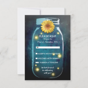 Leuchtkäfer-u. Maurer-Glas-wunderliches Hochzeit RSVP Karte