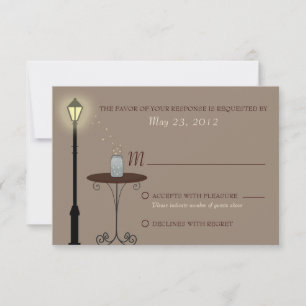 Leuchtkäfer-und Maurer-Glas-Hochzeit UAWG RSVP Karte