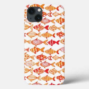 Leuchtorange-Aquarell-Fisch-Muster iPhone 13 Hülle