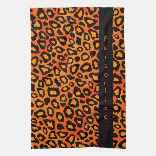 Leuchtorange-Leopard-Tierdruck Geschirrtuch (Vertikal)
