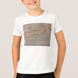 LeuchtorangeacrylSchablone über Kasten T-Shirt
