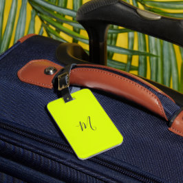 Leuchtstoffgelb - schicke monogramm Gepäckmarke Gepäckanhänger