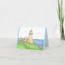 Leuchtturm 1; gefaltete Notizkarte Karte
