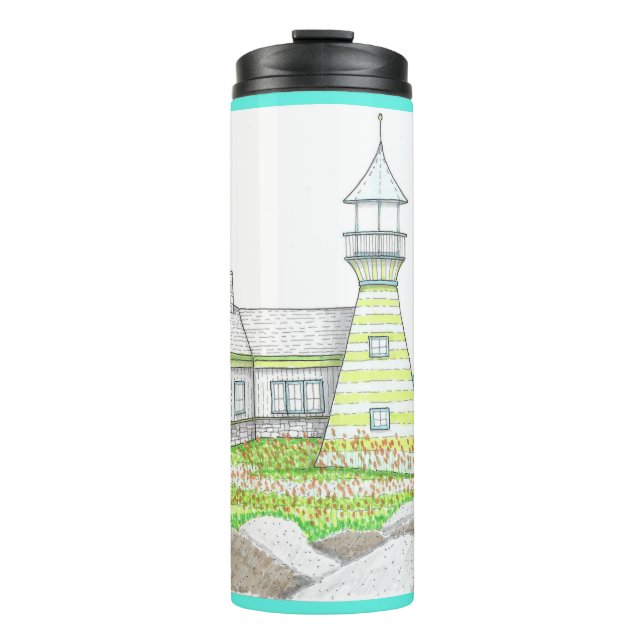 Leuchtturm 6; Thermal Tumbler; Cyan Thermosbecher (Vorderseite)