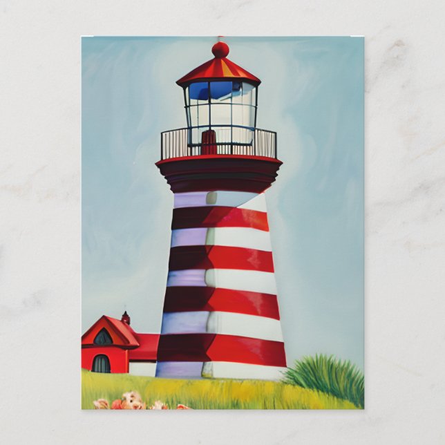 Leuchtturm AI Art Postkarte (Vorderseite)