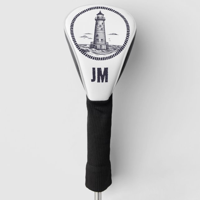 Leuchtturm am Meer in Rundseilrahmen Golf Headcover (Vorderseite)
