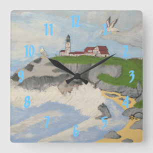 Leuchtturm am Meer Quadratische Wanduhr