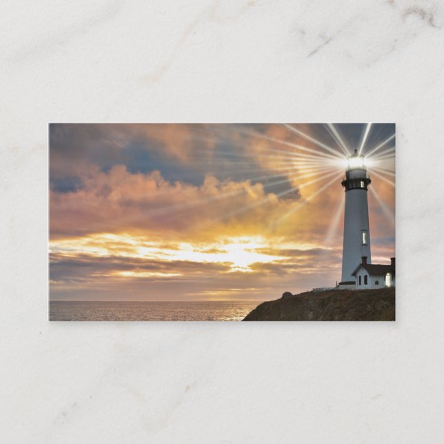 Leuchtturm am Sonnenuntergang Visitenkarte (Vorderseite)