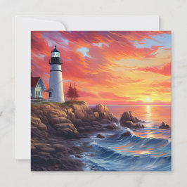 Leuchtturm an der Küste bei Sunset Design Mitteilungskarte