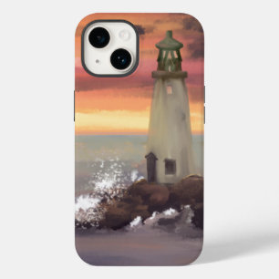Leuchtturm an der Küste mit rosa und orangefarbene Case-Mate iPhone 14 Hülle