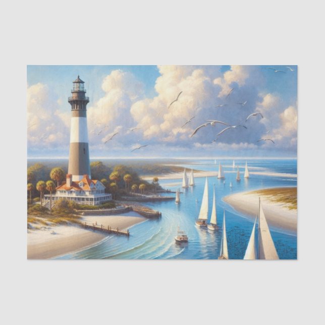 Leuchtturm an der Sailboat Cove Seidenpapier (Vorderseite)