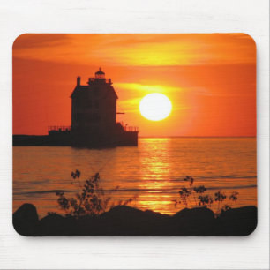 Leuchtturm an Sonnenuntergang mousepad