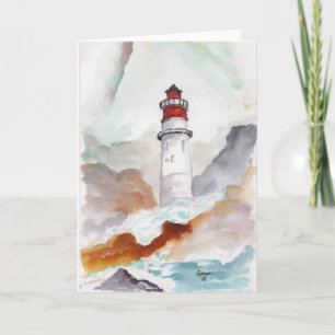 Leuchtturm Aquarell Dankeschön Karte