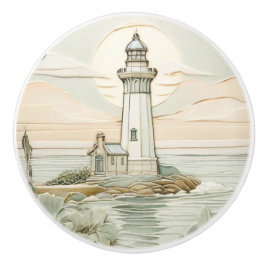 Leuchtturm Art Nouveau Imitats Relief Pastel Mint Keramikknauf