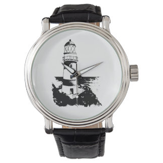 Leuchtturm auf einem Aufkleber aus Stein Armbanduhr