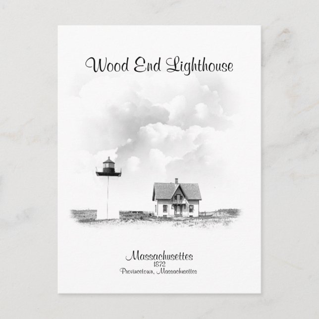 Leuchtturm aus Holz - Massachusetts Postkarte (Vorderseite)