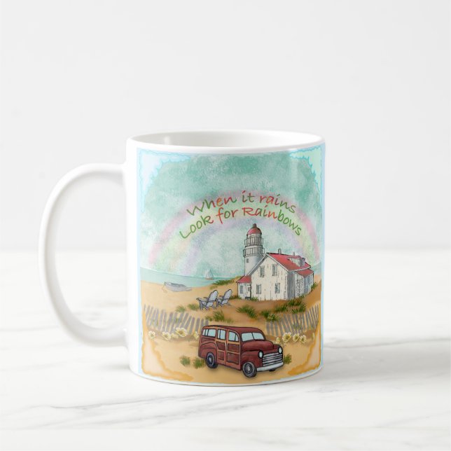Leuchtturm Beach Rainbow Kaffeetasse (Links)