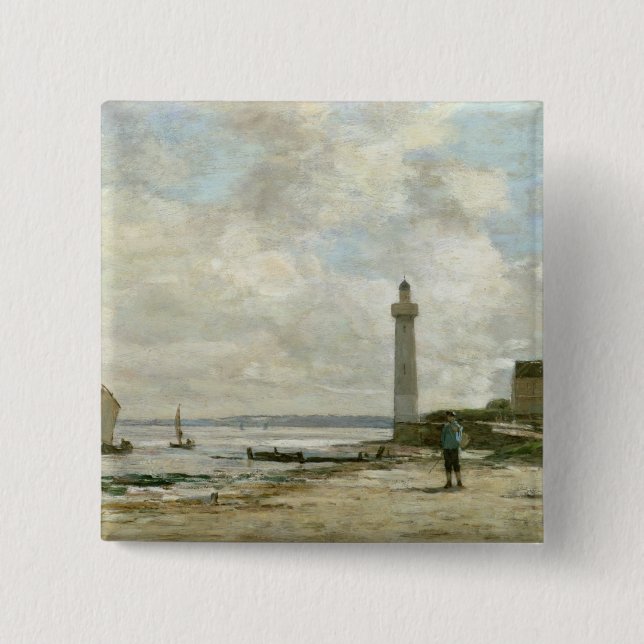 Leuchtturm bei Honfleur, 1864-66 (Öl auf Platte) Button (Vorderseite)