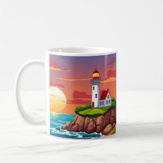 Leuchtturm bei Sonnenuntergang Kaffeetasse