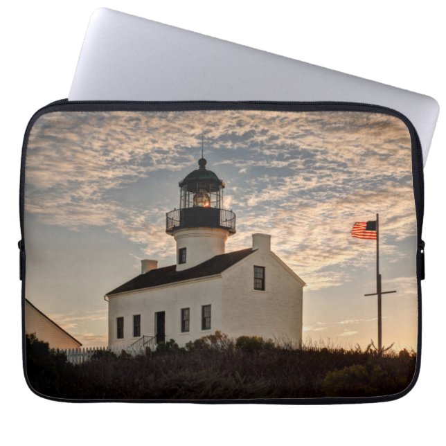 Leuchtturm bei Sonnenuntergang, Kalifornien Laptopschutzhülle (Vorderseite)