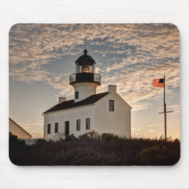 Leuchtturm bei Sonnenuntergang, Kalifornien Mousepad (Vorne)