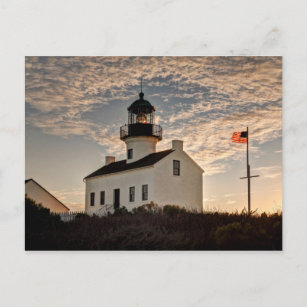 Leuchtturm bei Sonnenuntergang, Kalifornien Postkarte