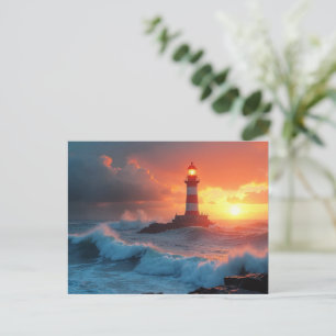 Leuchtturm bei Sonnenuntergang Postkarte