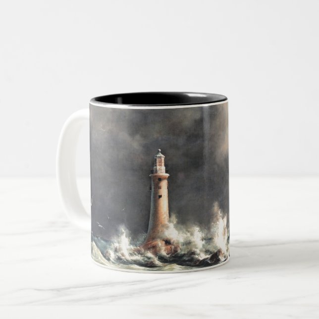 Leuchtturm bei Stora Balt Zweifarbige Tasse (Vorderseite Links)
