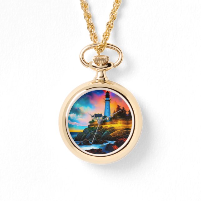 Leuchtturm bei Sunset Armbanduhr (Vorderseite)