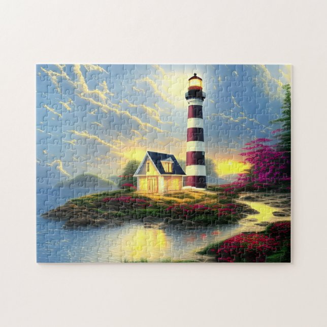 Leuchtturm bei Sunset Beautiful Beach Landschaft (Horizontal)