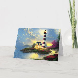 Leuchtturm bei Sunset Beautiful Beach Landschaft Karte