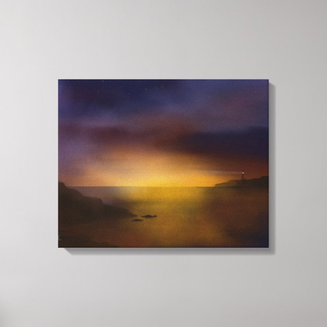 Leuchtturm bei Sunset Leinwanddruck (Vorderseite)