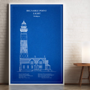 Leuchtturm Big Sable Point - Michigan – AD Poster