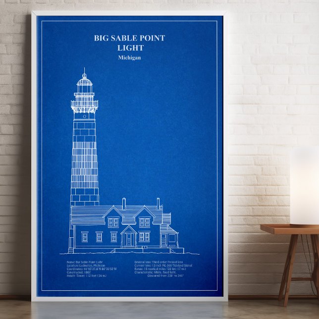 Leuchtturm Big Sable Point - Michigan – AD Poster (Big Sable Point Lighthouse - Michigan – AD. Poster)