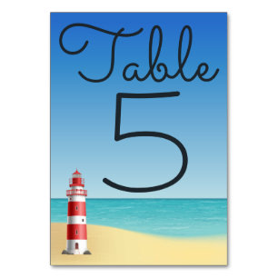 Leuchtturm Blau Nautische Strandhochzeit Tischnummer
