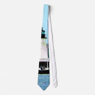 Leuchtturm, Brücke und Boote, Newport, RI Krawatte
