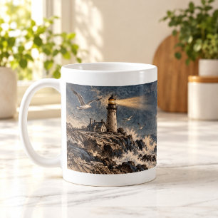 Leuchtturm-Buchstaben Leuchtturm-Mug mit Radierung Kaffeetasse