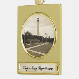 Leuchtturm Cape May Banner-Ornament Gold