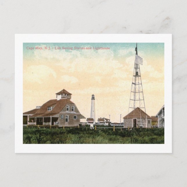 Leuchtturm, Cape May, New Jersey Vintag Postkarte (Vorderseite)