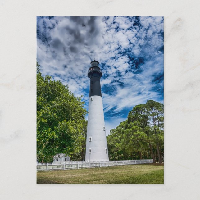 Leuchtturm der Jägerinsel Südcarolina Postkarte (Vorderseite)