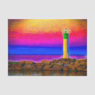 Leuchtturm farbenfroher Sonnenuntergang Seidenpapier