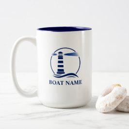 Leuchtturm für Nautic Add Boat oder Name Large Zweifarbige Tasse